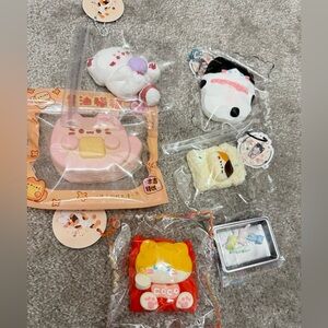9 pieces Cute cat lover taba Squishy Toy Set slow bouncing orange pink kitty